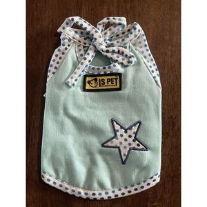 IS PETS designer Pet Wear Dog Sz XS Shirt Polka Dot Ruffled Sleeve Cyan ColorNEW